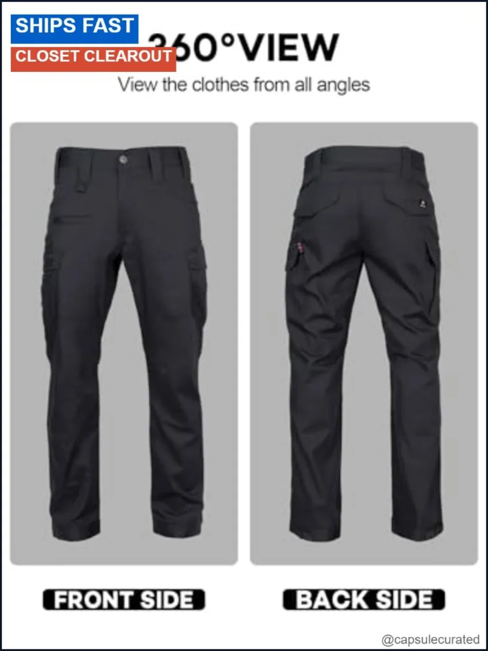 Men's Ripstop Cargo Work Pants Flame Resistant 9 Pockets Lightweight